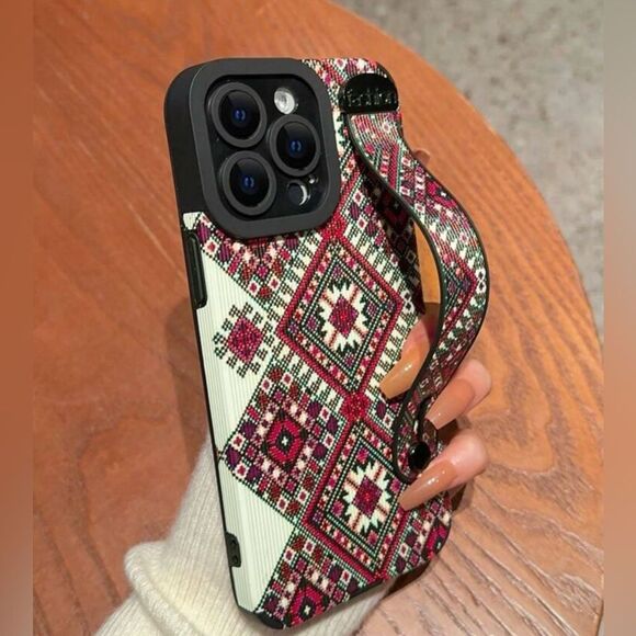 Patterned IPhone 16 pro max Case with Hand Strap - Picture 3 of 7